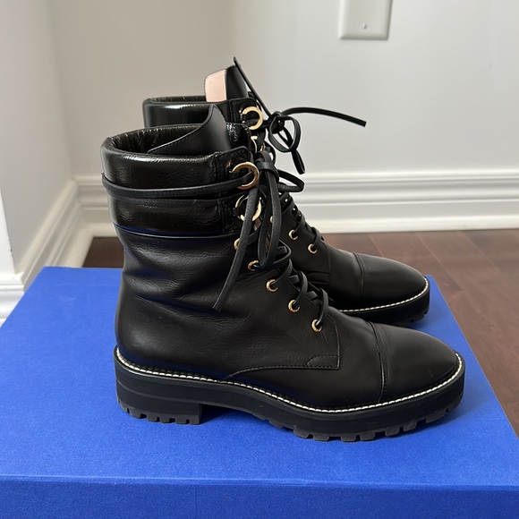 Stuart Weitzman Lexy Leather Combat Boots - Picture 4 of 16